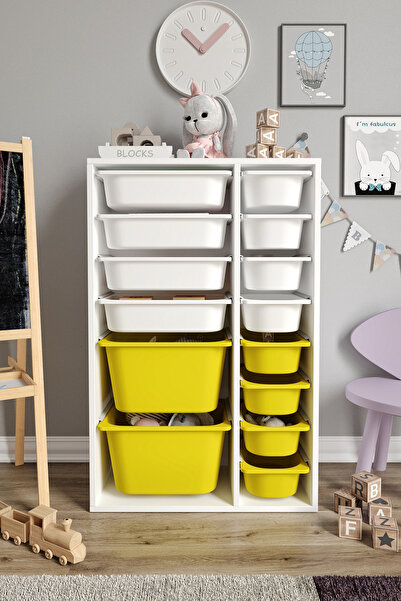 Baby Darling %100 MDF - Large Duo 14 Sepetli Oyuncak Dolabı