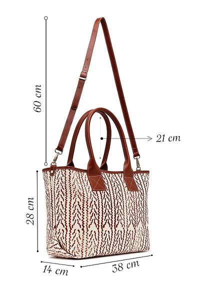 Derimod Kastamonu Stone Print Women's Tan Patterned Shoulder Bag 25Sbd22546F