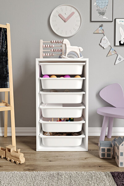 Baby Darling %100 MDF - Small Mono 6 Sepetli Oyuncak Dolabı