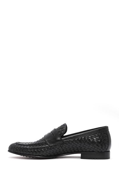 Derimod Men's Black Knit Leather Classic Shoes 25Sfd601429