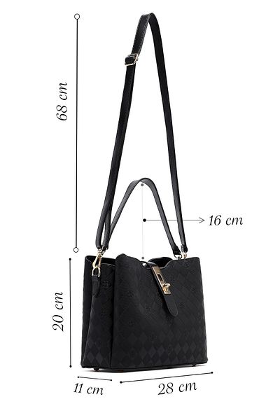 Derimod Women's Black Long Strap Printed Classic Shoulder Bag 25Sbd202826