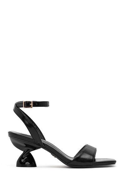 Derimod Women's Black Ankle Buckle Thick Heeled Sandals 25Sfe451618