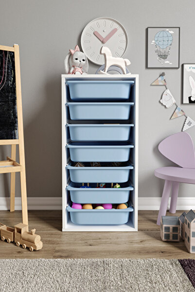 Baby Darling %100 MDF - Medium Mono 7 Sepetli Oyuncak Dolabı