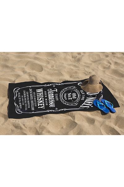 Erays Home Jack Daniel's Patterned Digital Printed Beach Towel Unisex Beach Towel Sea Towel