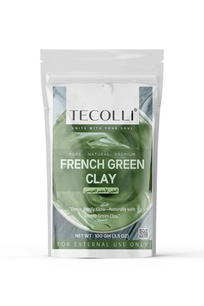 TECOLLI French Green Clay Powder -Hydrating & Rejuvenate Skin | Natural Face Mask | 100 gm