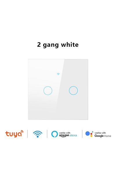 Choice 2 Gang (WHITE)-eu Tuya Wifi Smart Touch Light Eu Switch Wireless Remote Led Light Switches No Neutra