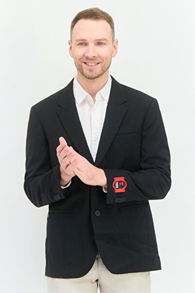 Hugo Boss x Mr Bathing Ape Men Regular Fit Solid Formal Blazer, Black