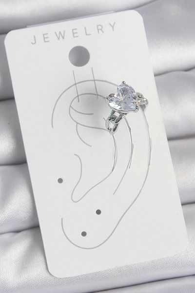 Clariss Brass Silver Color Zircon Stone Heart Model Women's Cartilage Earrings