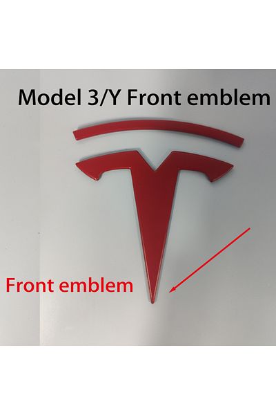 Choice Front Matte Red Tesla Car Front Emblem Rear Trunk Emblem Sticke For Model 3 Mode Y Metal Logo Replac