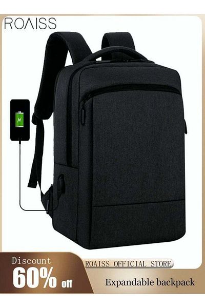 ROAISS Scalable Waterproof Backpack Casual Breathable Large Capacity Oxford School Bag With Usb Port For Me