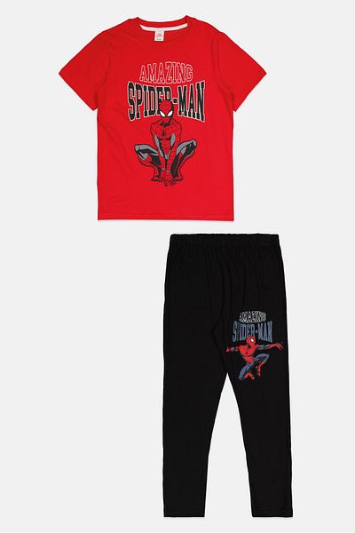 Marvel Kids Boy 2 Pieces Spiderman Pajama Set, Multicolor