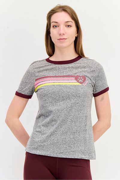 SKECHERS Women Sportswear Fit Short Sleeves Outdoor T-shirt, Heather Grey