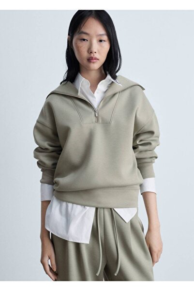 MANGO Woman Yakası fermuarlı örgü sweatshirt