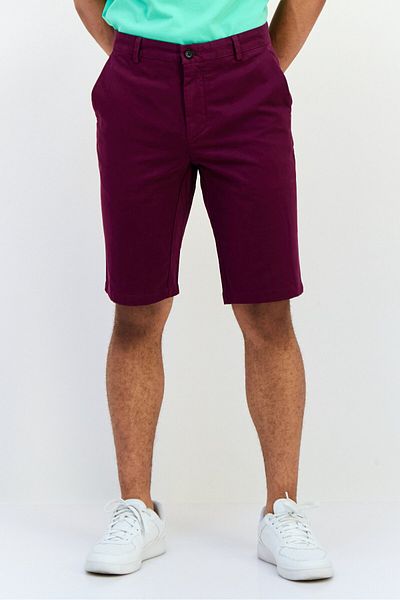 Chaps Men Custom Fit Textured Chino Shorts, Dark Maroon