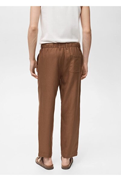 MANGO Man Keten karışımı elastik belli pantolon