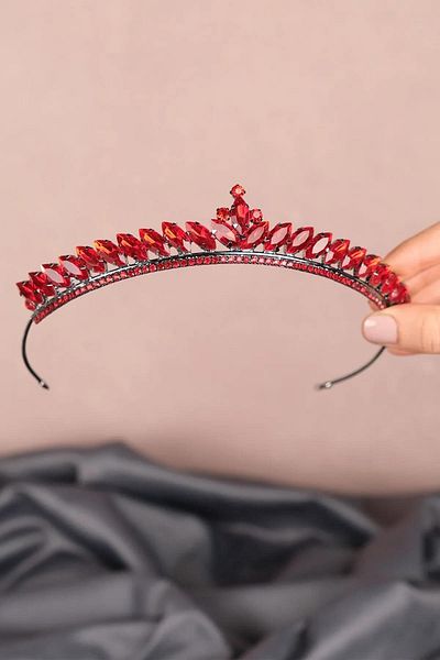 Hayalperest boncuk Red Thin Shuttle Stone Bridal Henna Crown