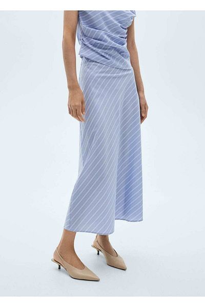 MANGO Woman Striped Midi Skirt