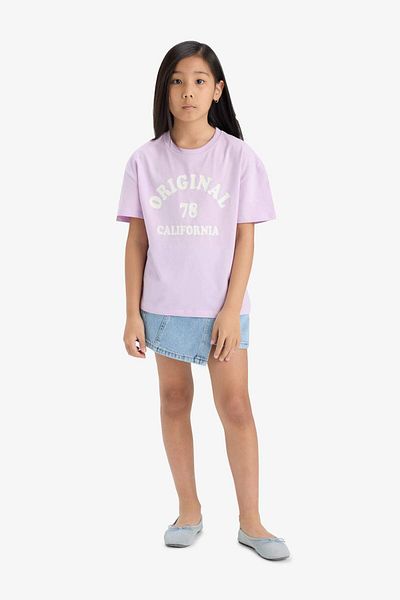 DeFacto Girls' Relax Fit Crew Neck Anime Printed 2-Piece Short Sleeve T-Shirt D9434A825Sm