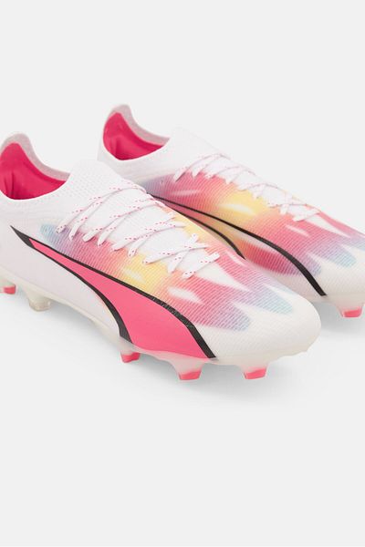 Puma Men Ultra Ultimate Fg/ag Lace Up Sports Shoes, White/pink Combo