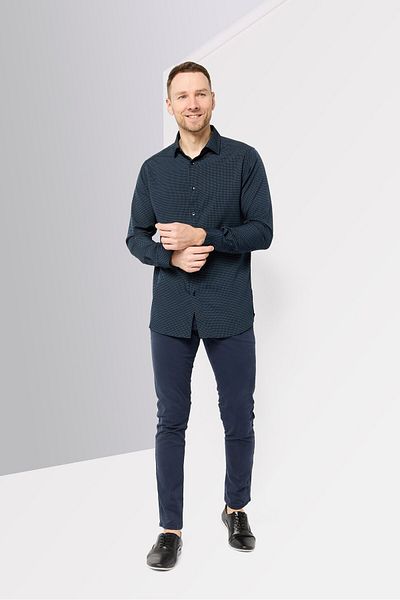 Scotch & Soda Men Modern Fit Allover Print Long Sleeves Dress Shirt, Navy
