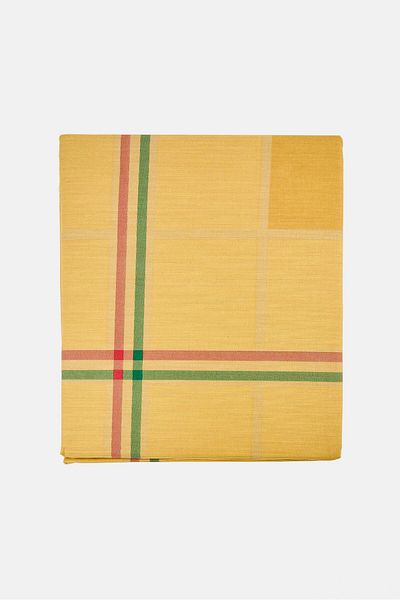 Nautica 3 Pieces Northsail Checkered Double Flatsheet With Pillow Cover Set, Mustard