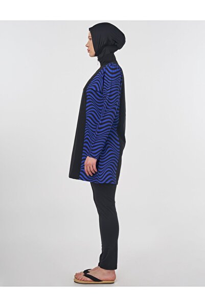 Kayra Зображення зебри на купальнику для мусульманок, чорний