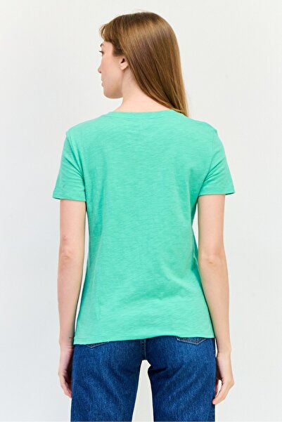 GAP Women Crew Neck Short Sleeve Brand Logo T-Shirt, Light Green