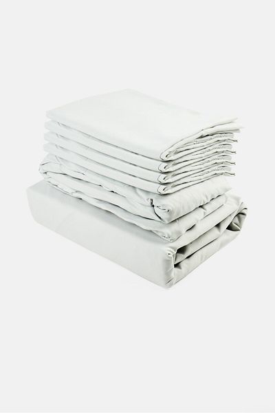 U.S. Polo Assn. Queen 6 Pieces Plain Flat Sheet With Pillow Case Set, Light Grey