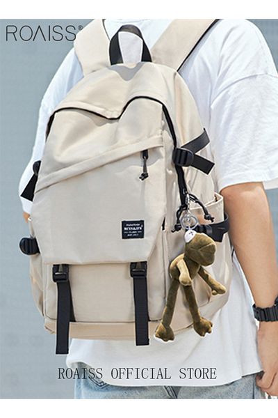 ROAISS Classic Large Capacity Backpack Multifunction Casual Water Resistant Oxford Double Shoulder School B