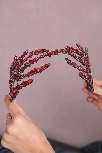 Hayalperest boncuk Red Double Sided Helen Bridal Hair Accessory