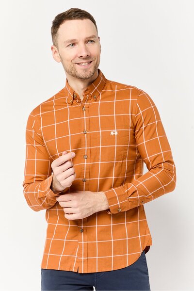 La Martina Men Tailored Fit Embroidered Logo Long Sleeves Casual Shirt, Multicolor
