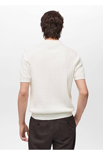 MANGO Man %100 pamuk örgü desenli triko polo gömlek