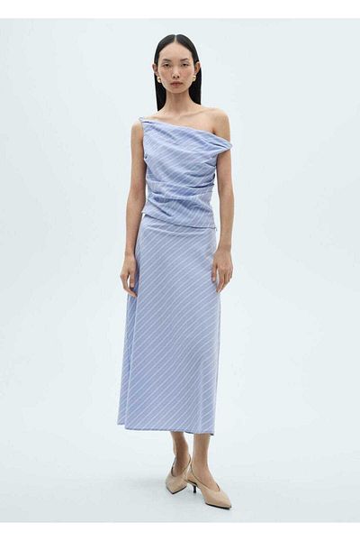 MANGO Woman Striped Midi Skirt