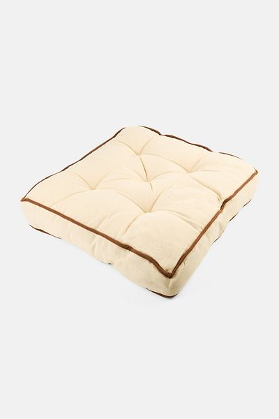 Muy Mucho Piping Contrast Floor Cushion, Cream
