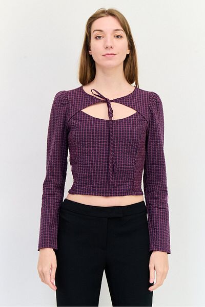 Levi's Women Tie Neck Textured Long Sleeves Blouse, Multicolor