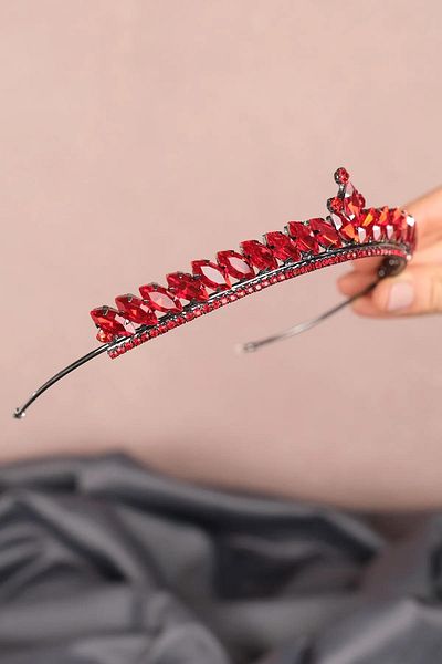 Hayalperest boncuk Red Thin Shuttle Stone Bridal Henna Crown