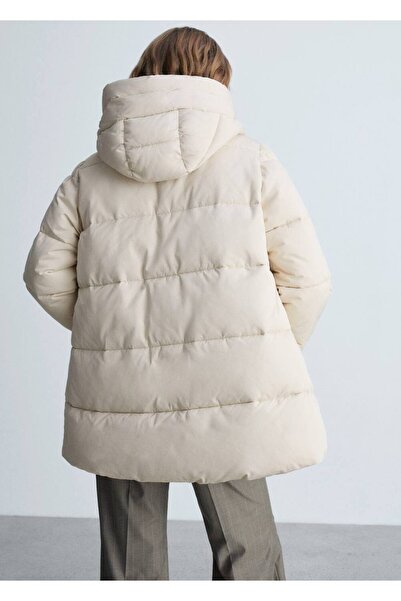 MANGO Woman Kapüşonlu midi kapitone anorak