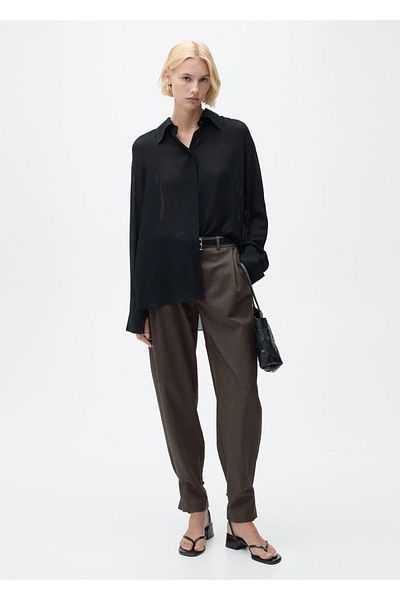 MANGO Woman Wide Leg Pants on Buttons