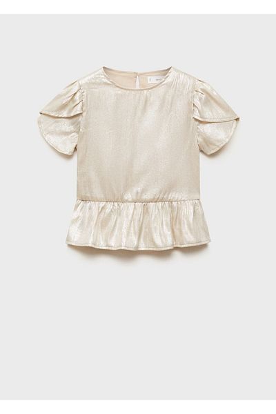 MANGO Kids Σατέν μπλούζα με κοντό μανίκι