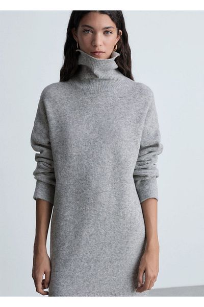 MANGO Woman Short Turtleneck Knitwear Dress
