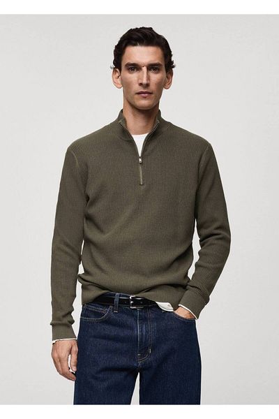 MANGO Man Gestrickter Pullover aus Baumwollmischung mit Kordel
