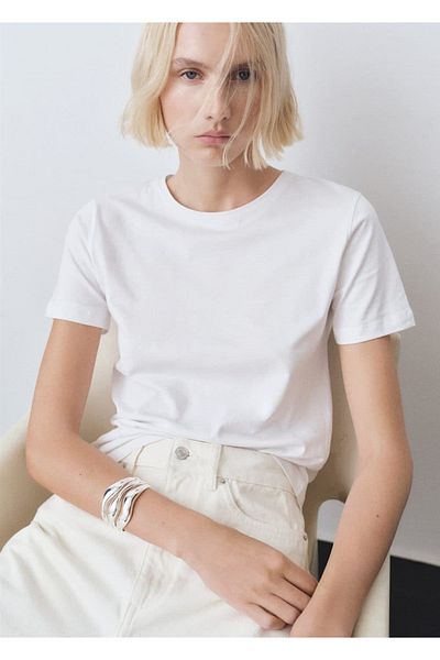 MANGO Woman Tricou cu mânecă scurtă din bumbac
