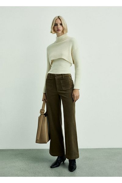 MANGO Woman Catherin Culotte Corduroy Trousers
