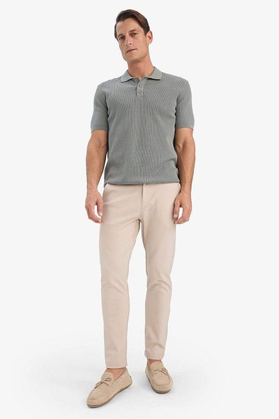 DeFacto 100% Cotton Standard Fit Polo Neck Short Sleeve Knitwear T-Shirt E5866Ax25Sp