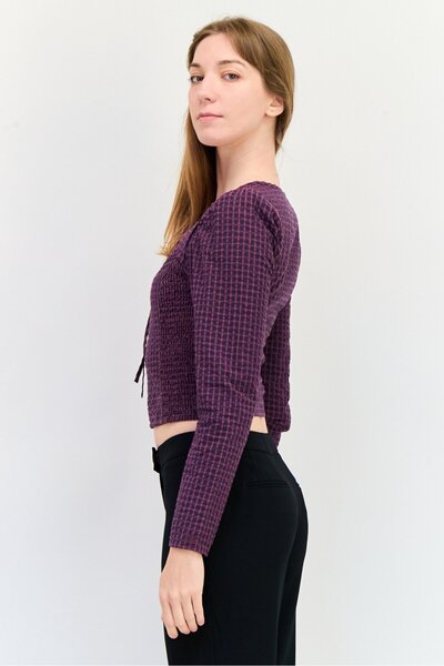 Levi's Women Tie Neck Textured Long Sleeves Blouse, Multicolor