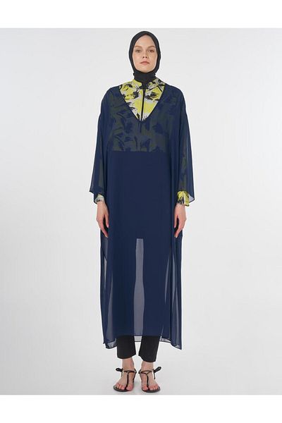 Kayra V-Neck Hijab Pareo Dark Navy Blue