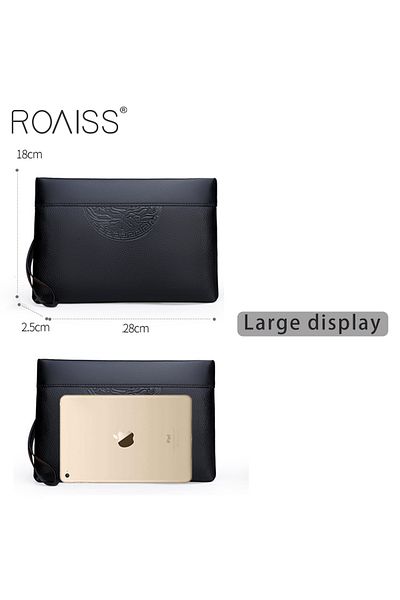 ROAISS Totem Embossed Printing Clutch Bag Super Slim Anti-theft Minimalist Textured Large Leather Wallet Ca