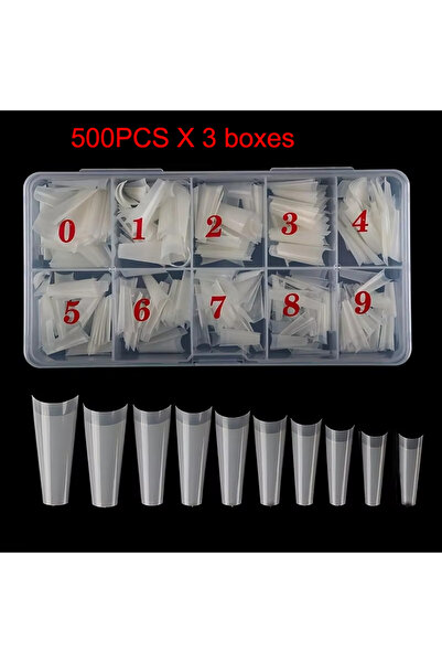 Choice N096-1000 500 قطعة أطراف أظافر راقصة التابوت الفرنسية أظافر أكريليك اصطناعية رقائق نصف زائفة أطراف أظافر،