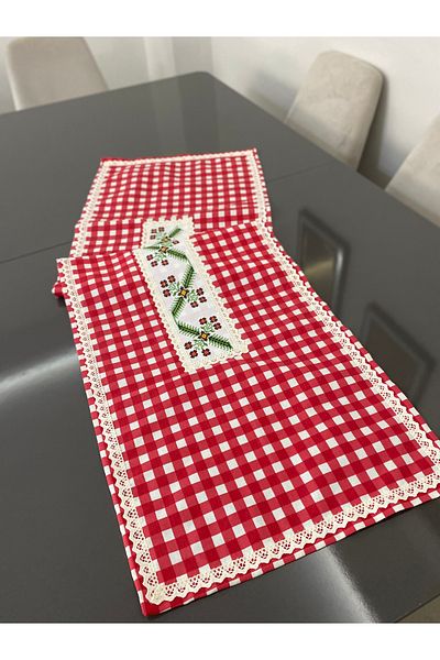 Parla Life Red Gingham Cross Stitch Model Runner (Cross Stitch Models Are Changing)