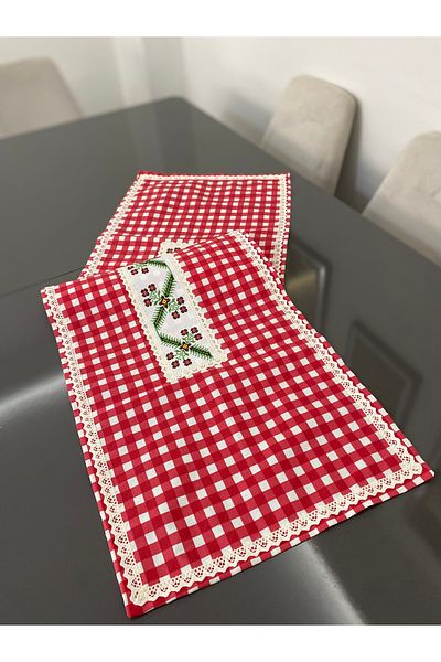 Parla Life Red Gingham Cross Stitch Model Runner (Cross Stitch Models Are Changing)